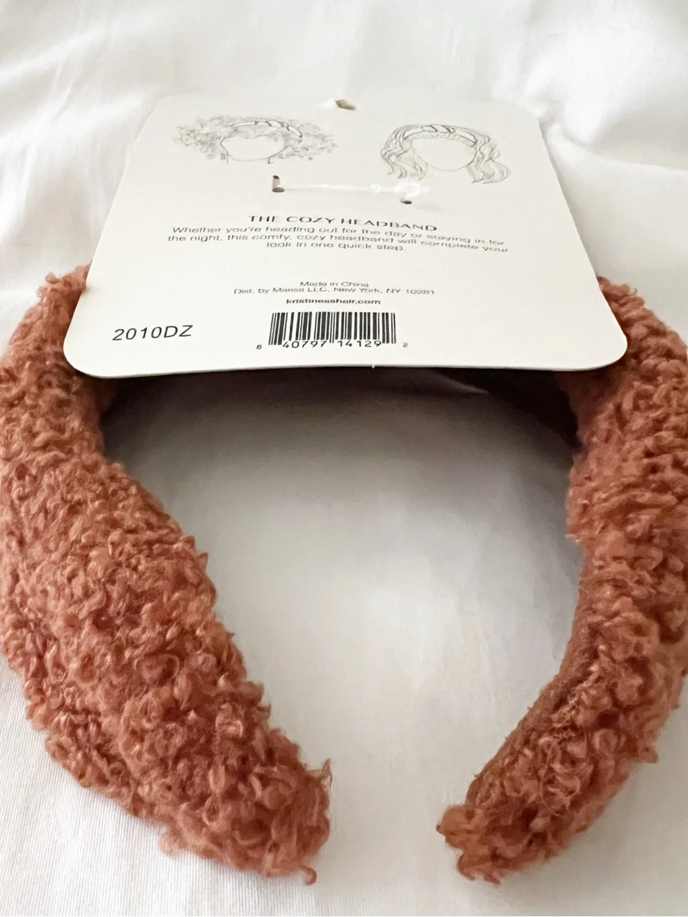 NWT Kristin Ess The Cozy Headband Rust Teddy Sherpa Knotted